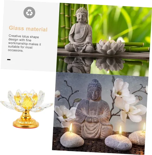 Vista 4 de Candelabro de loto de cristal, decoración de terrario, vela de pilar, decoración de vidrio, portavelas votivo, portavelas zen, candelabro decorativo