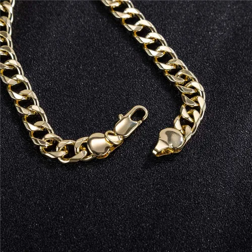 Vista 5 de Tobillera de eslabones cubanos de oro para mujeres y hombres, 0.276 in de ancho de oro de 14 quilates, chapado en oro de 18 quilates, chapado en oro
