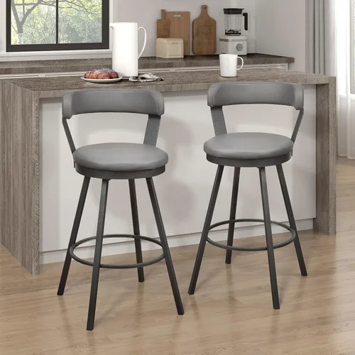 Vista 15 de Lexicon Ruthie - Juego de 2 taburetes giratorios para encimera de cocina con respaldo, 25.5 pulgadas de altura de asiento de 25.5 pulgadas, sillas