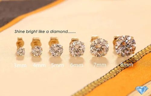 Vista 7 de Aretes de oro amarillo de 14k solitario con cubo y zirconia con broches seguros