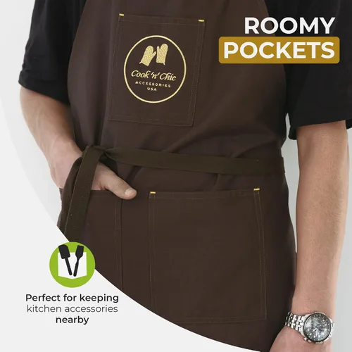 Vista 3 de Delantal de cocina Essential Chef - Profesional y duradero para cocinar - Delantal de cocina de algodón - Ajustable por Cook'n'Chic