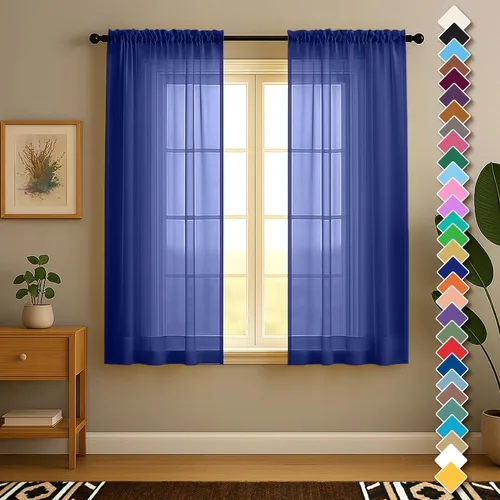 Vista 46 de YHSF Cortinas traslúcidas – Juego de 2 paneles para decoración del hogar – Elegantes cortinas de gasa sólida con bolsillo para barra