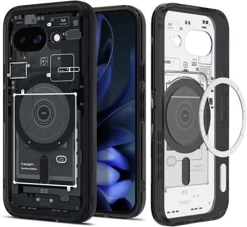 Vista 18 de Spigen Carcasa ultra híbrida para Pixel 8a, transparente Anti-Yellowing Resin, Air Cushion Technology, Military-Grade Drop Protection, Raised