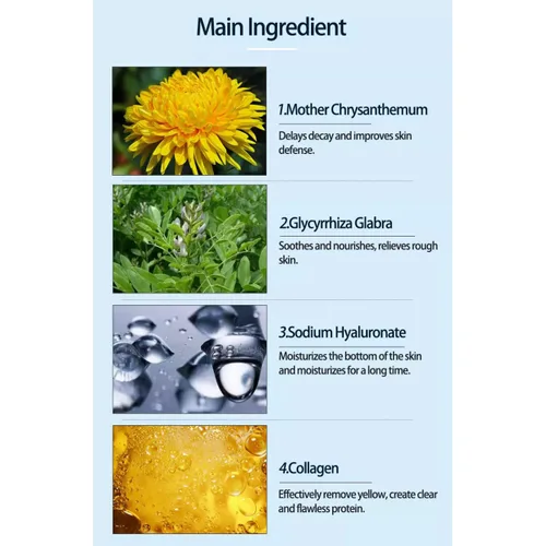 Vista 5 de Mascarillas faciales de colágeno (10 unidades) - Mascarilla facial vegana dorada - Antienvejecimiento, hinchazón, hidratación, rejuvenecimiento