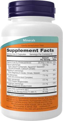 Vista 2 de NOW Suplementos, Cal-Mag con zinc, cobre, manganeso y vitamina D, 120 cápsulas