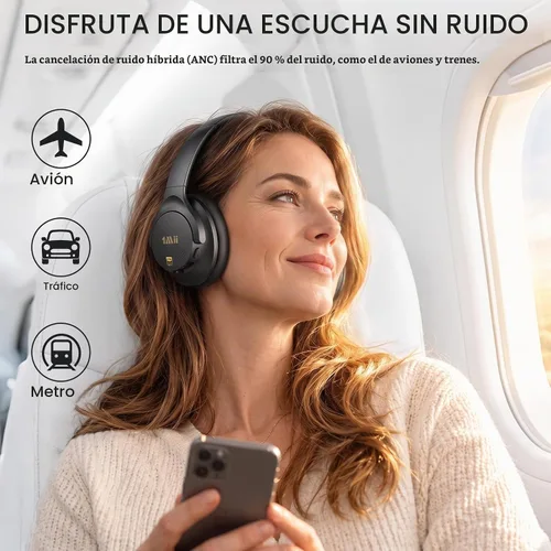 Vista 2 de Auriculares híbridos con cancelación activa de ruido 1Mii Y8+ para avión