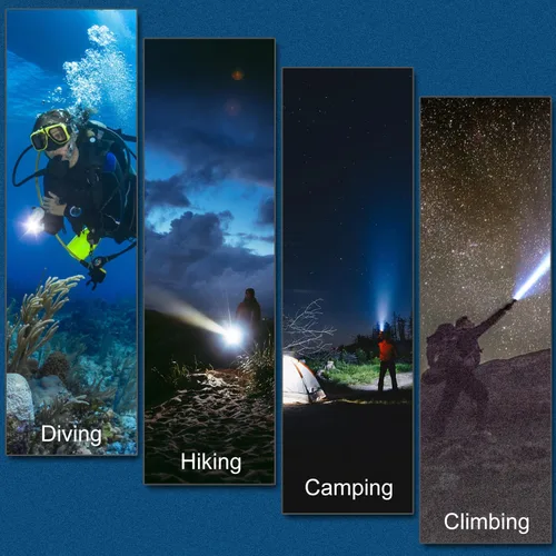 Vista 10 de APLOS AP50 Linterna de Buceo, Antorcha de Buceo 5000 Lúmenes Super Brillante, IPX8 Impermeable para Buceo Nocturno Bajo el Agua, Luz Sumergible
