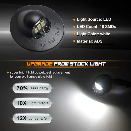 Vista 2 de Lámpara LED para placa de matrícula con arnés de cableado de enchufe compatible con Ford F150 F250 F350 F450 F550 Super Duty Ranger Explorer Bronco