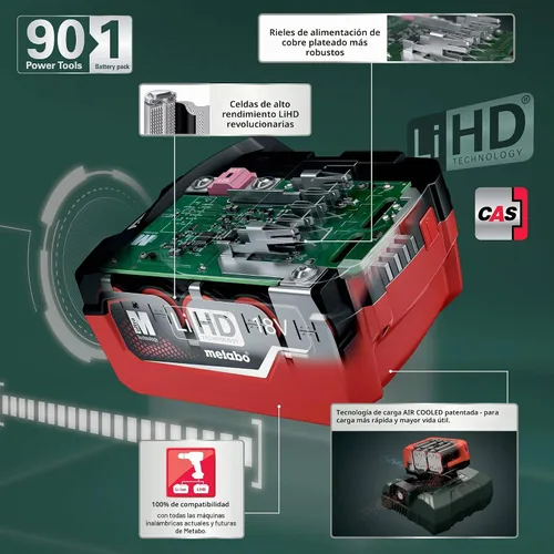 Vista 6 de Metabo BS 18 LT BL 2x 2.0Ah kit 18V sin escobillas taladro/controlador 2.0Ah Kit