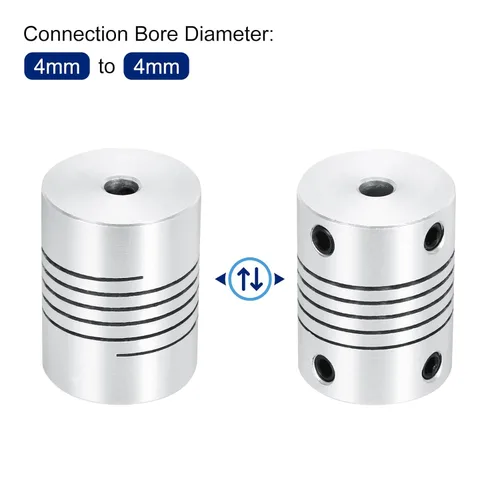Vista 4 de uxcell 4 piezas de acoplamiento de eje de aleación de aluminio de 0.157 in a 0.157 in, acoplador flexible L25xD19, conector de junta de motor paso a