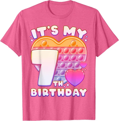 Vista 26 de Pop-it Birthday Girl 7 años de edad, Push it Pop Fidget Bubble Camiseta, Negro