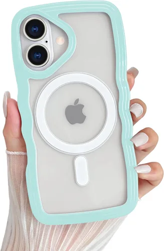 Vista 38 de Yeddabox Magsafe - Funda compatible con iPhone 13, diseño de ondas, lindo marco de colores de caramelo con ondas de agua, a prueba de golpes