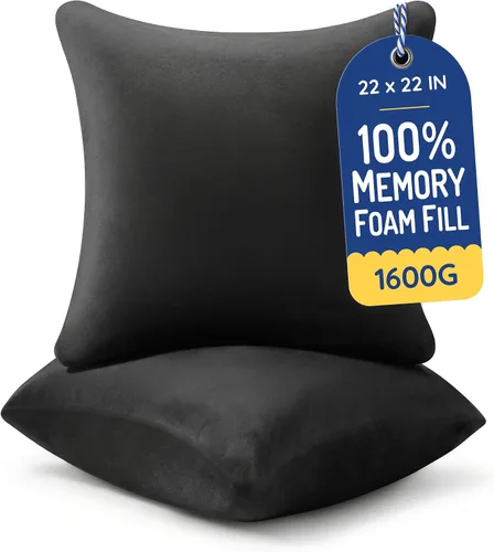 Vista 10 de AM AEROMAX 12x32 Memory Foam Throw Pillow Insert, Rectangular Lumbar, White Long accent shape decorates bed/sofa/couch full pillow-cover look