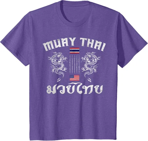 Vista 58 de Camiseta de equipo de entrenamiento de boxeo Muay Thai con bandera estadounidense de Tailandia, Negro, S