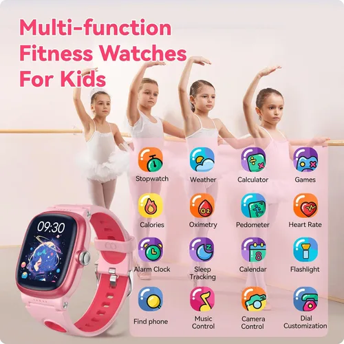 Vista 6 de Reloj inteligente para niños con monitor de ritmo cardíaco y sueño, juegos/alarma/reloj inteligente resistente al agua IP68 para niños, podómetro