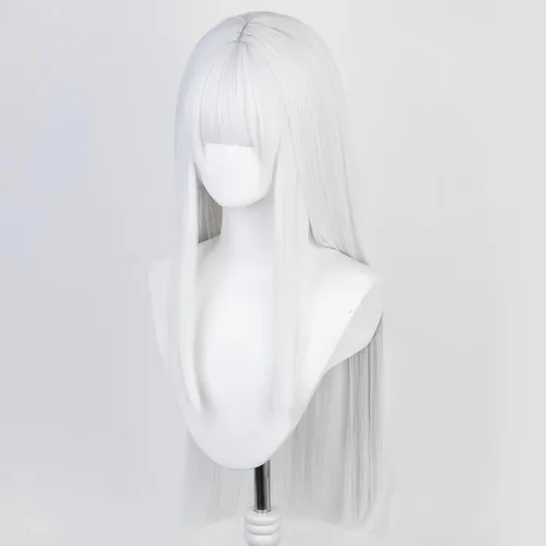 Vista 61 de COSPLAZA Cosplay peluca larga recta plana explosión sintética anime pelo negro