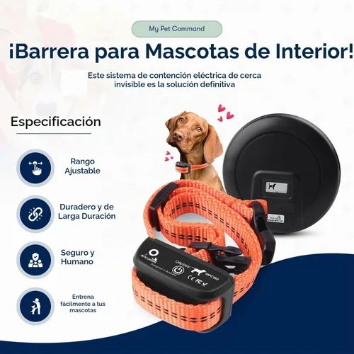 Vista 3 de My Pet Command, Barrera para mascotas de interior con rango ajustable, corrección estática y de tono, cerca invisible para perros con collar