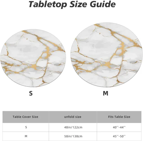 Vista 8 de Mantel para mesa redonda con estampado de mármol blanco, borde elástico, ajustado, impermeable, para mesas de interior y exterior, para comedor