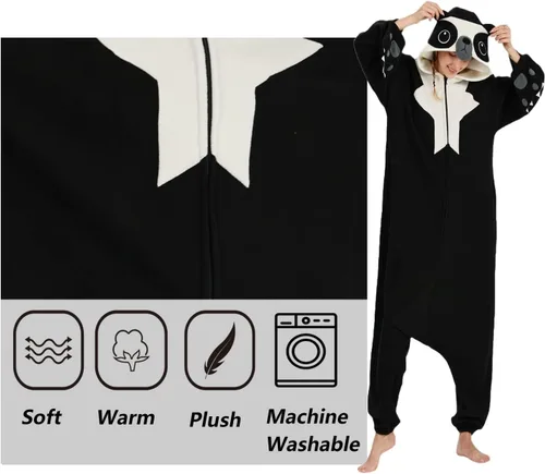 Vista 5 de SimZoo Pijama de animal para adultos, disfraz de cosplay de animales para hombres y mujeres, ropa de dormir unisex de una sola pieza