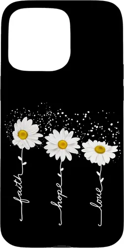 Vista 30 de Funda para iPhone 14 Pro Max Faith Hope Love para regalo, diseño de margaritas blancas