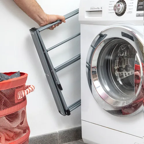 Vista 3 de Tendedero Metálico Plegable y Extensible con 3 Alturas Cloxy InnovaGoods 11 barras