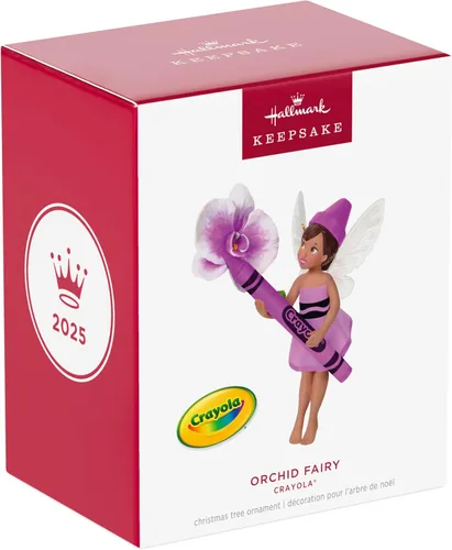 Vista 7 de Hallmark Keepsake Adorno de Navidad 2025, hada de orquídea Crayola, regalos para niños