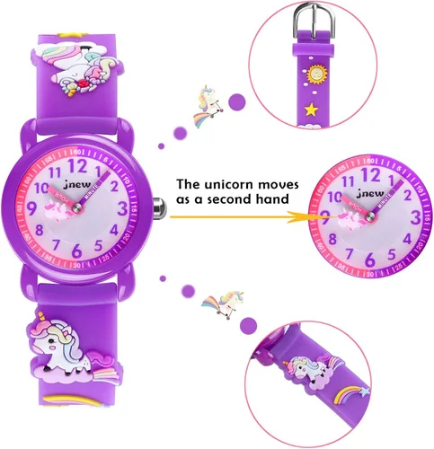 Vista 2 de Reloj de pulsera para niños de 3 a 10 años diseño de unicornio de dibujos animados impermeable de silicona para niños pequeños el mejor regalo