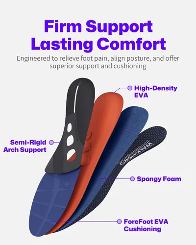 Vista 3 de WalkHero Plantillas para fascitis plantar, insertos de soporte de arco para hombres y mujeres, plantillas ortopédicas para aliviar el dolor de arco