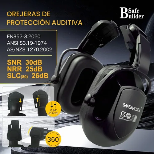 Vista 5 de SAFEBUILDER Casco de Seguridad Industrial con Visera Orejeras Casco Duro con Visera Cascos Duros Ventilados Trabajo de Construcción Protección