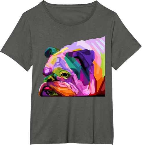 Vista 97 de Camiseta de retrato pop artístico de bulldog británico inglés para dueños de perros, Negro, S