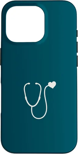 Vista 20 de iPhone 16 Dark Peacock Blue - Estuche para estetoscopio de corazón para enfermera o médico
