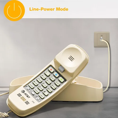 Vista 6 de AT&T Trimline 210 Teléfono fijo para casa, no requiere alimentación de CA, montaje en pared mejorado, teclado de botones grandes iluminado, 13