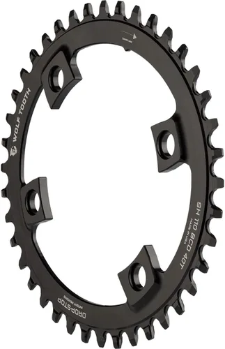 Vista 3 de Wolf Tooth Plato elíptico de grava para bicicleta de carretera 110 BCD de 4 pernos ovalada para bielas Shimano (40 dientes, PowerTrac)