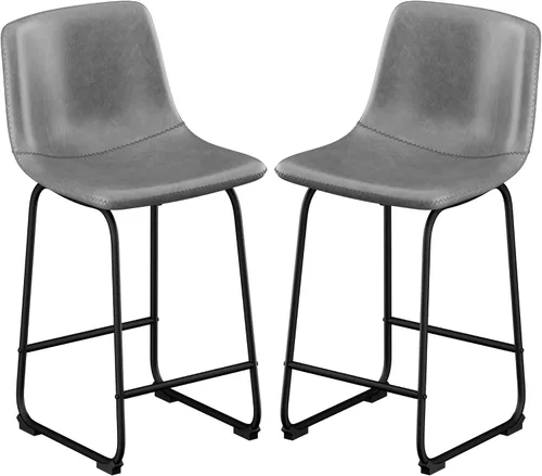 Vista 39 de YaFiti - Juego de 2 sillas de comedor de 18 pulgadas, sillas modernas tapizadas para comedor con cojines de piel sintética y patas de metal, silla