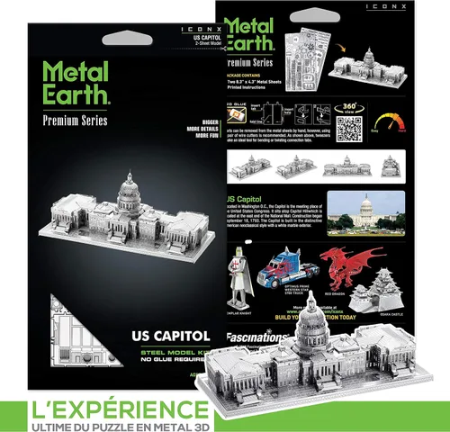Vista 3 de Metal Earth Serie Premium US Capitol 3D Kit de modelo de metal Fascinaciones