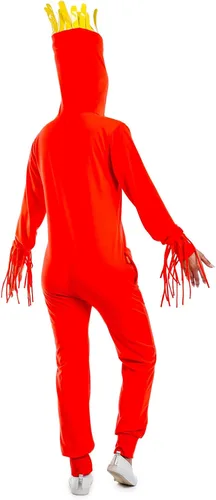 Vista 7 de Tipsy Elves Divertido disfraz de Halloween rojo y amarillo traje de tubo inflable inspirado en el hombre para mujer