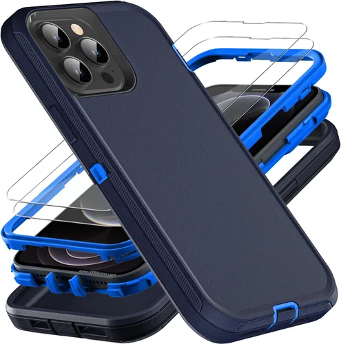 Vista 12 de YKHJKLEC para iPhone 13 Pro Max, funda militar grado 3 en 1 resistente a golpes/caídas/polvo con 2 piezas de protector de pantalla de vidrio