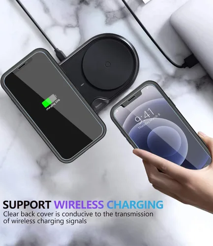Vista 7 de Diverbox - Funda para iPhone 12 a prueba de golpes y caídas, protector de pantalla de vidrio templado, funda protectora de alta resistencia