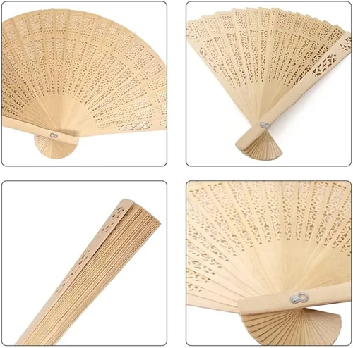Vista 6 de grr 50 abanicos de madera personalizados, decoración de fiesta de sándalo para decoración de fiesta, abanico plegable de madera, regalos de boda