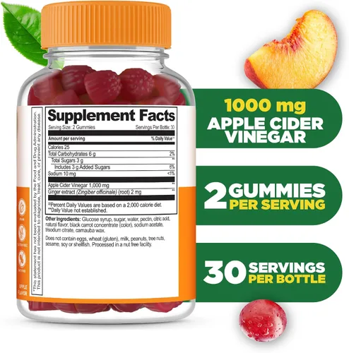 Vista 2 de Lifeable Gomitas de vinagre de sidra de manzana con madre, 1000 mg ACV, 60