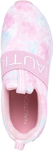 Vista 4 de Nautica Tenis deportivos sin cordones para niñas jóvenes, elegantes zapatos para correr y tenis para niños pequeños y grandes