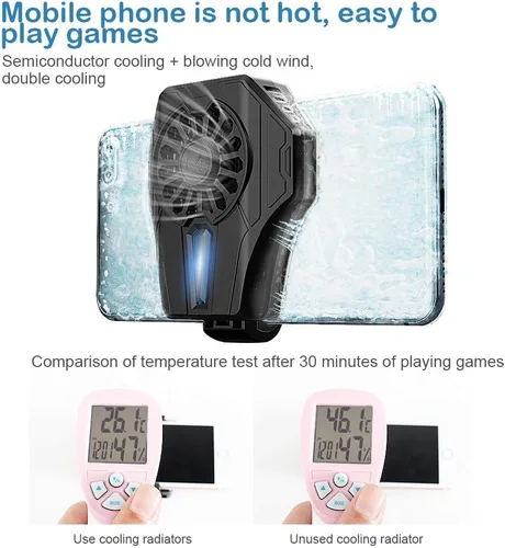 Vista 2 de IVY Semiconductor Refrigeración Teléfono Ventilador De Refrigeración Para Android iOS Juego Radiador Portátil - Negro