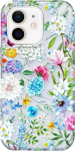 Vista 11 de J.west Funda floral para iPhone 12 y iPhone 12 Pro de 6.1 pulgadas, diseño de patrón de flores de TPU suave, parachoques a prueba de golpes