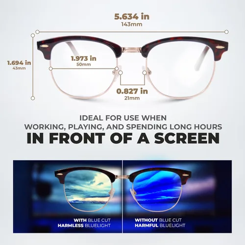 Vista 3 de Blue Light Blocking Glasses – Anti-Fatigue Computer Glasses Prevent Eye Strain Vintage Mettal Gaming Glasses Oro Tor