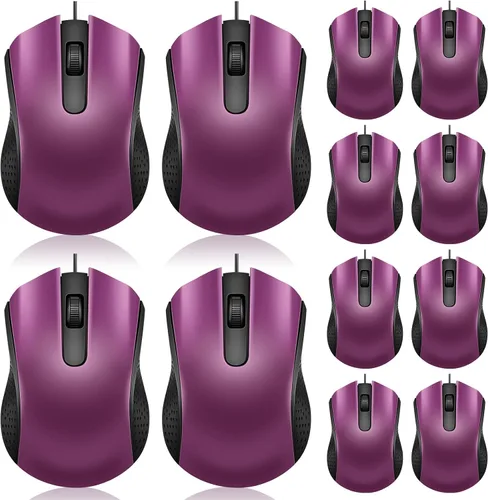 Vista 8 de Hoteam Ratón de computadora con cable, cable a granel, USB, mouse ergonómico con cable para PC, computadoras, portátiles, juegos, oficina, Negro