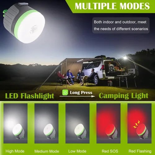 Vista 2 de LIT-PaTH - Linterna LED para campamento, luz recargable con base magnética, 4400 mAh, kit de supervivencia para emergencias, huracanes, cortes