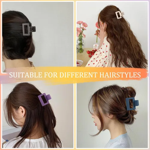 Vista 8 de Pinzas pequeñas para el cabello para mujeres y niñas, pinzas rectangulares medianas de 2 pulgadas para cabello fino/fino, mandíbula mate de sujeción