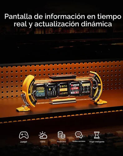 Vista 4 de Divoom Times Gate - Reloj digital de configuración de juegos cyberpunk con control inteligente de aplicación, conexión WiFi, pantalla LED RGB, panel