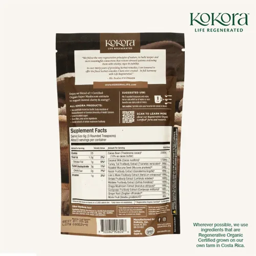 Vista 7 de kokora 7 Mushroom Mocha - Energiza y promueve la claridad mental* - Polvo de hongos adaptogénicos orgánicos con cola de pavo y melena de león