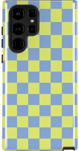Vista 10 de Skinit Funda para teléfono Pro compatible con Galaxy S22 Ultra - Diseño de tablero de ajedrez rosa